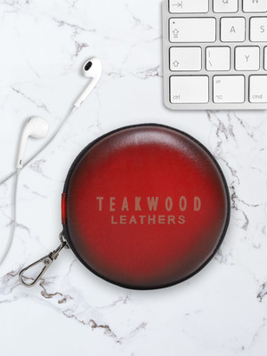 Teakwood Leathers Leather Zipper Headphone Case For Universal(Red)
