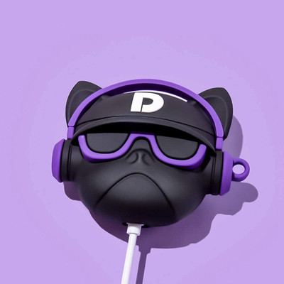 KHR Silicone Press and Release Headphone Case For Apple Airpods Pro 1st Generation(Apple AirPods Pro 2019 Purple Hiphop Dog)