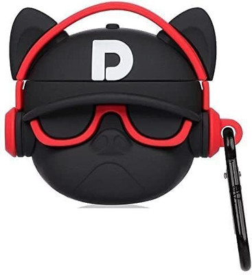 NAFA Silicone Latch Headphone Case For Apple Airpods Pro 1st Generation(Black Dog Red)