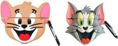 KHR Silicone Press and Release Headphone Pouch For Apple Airpods 1st Generation, Apple Airpods 2nd Generation(AirPods 1 / Airpods 2 , Airpods 1/2 Cute Cartoon Character Jerry Tom)