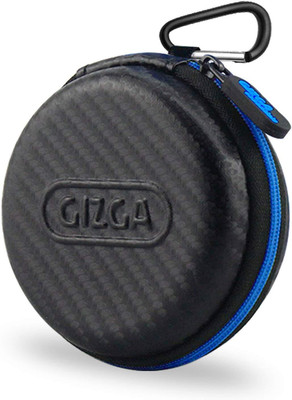 Gizga Essentials Nylon Zipper Headphone Case For Boat Airdopes Atom 83(Black, Blue)