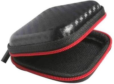 ZENIFY Leather Zipper Earbuds Case For Earpods, Buds, Charger, Data Cable(Black)
