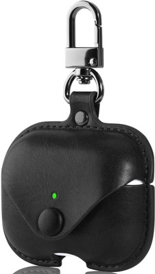 KHR Leather Press and Release Headphone Case For Airpods pro 2019, Airpods Pro 2 2022(Airpods pro 2019 / Airpods Pro 2 Button Leather Vintage Case Black)