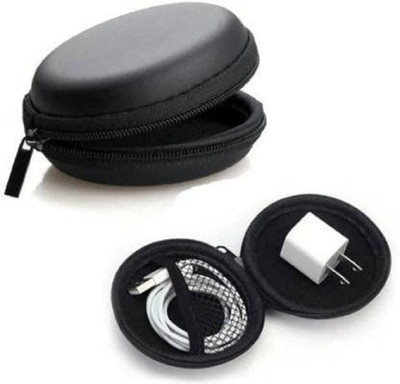 JAZX Leather Zipper Earbuds Pouch For Universal(Black)