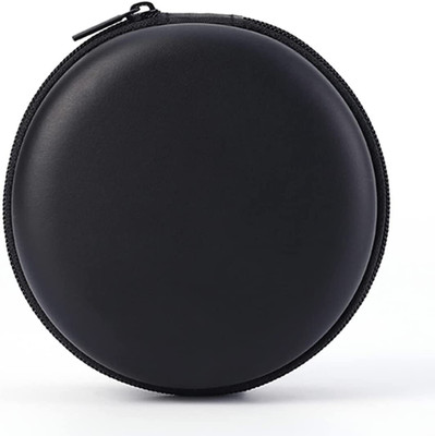 JAZX Leather Zipper Headphone Pouch For Universal(Black)