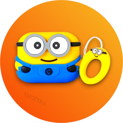 YSTIFYRA Silicone Press Stud Earbuds Case For Apple Airpods Pro 2nd Generation/Airpods Pro 1st Generation with Carabiner(Minion) (एयरपॉड्स / ईयरबड्स इसमें शामिल नहीं है ये केवल केस कवर हैI)