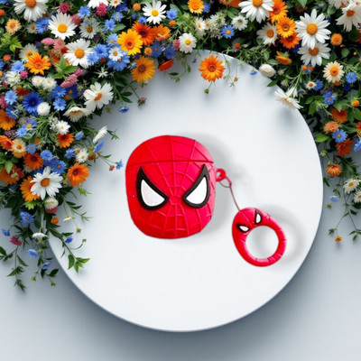 YSTIFYRA Silicone Press Stud Earbuds Case For Apple Airpods Pro 2nd Generation/Airpods Pro 1st Generation with Carabiner(Spiderman) (एयरपॉड्स / ईयरबड्स इसमें शामिल नहीं है ये केवल केस कवर हैI)