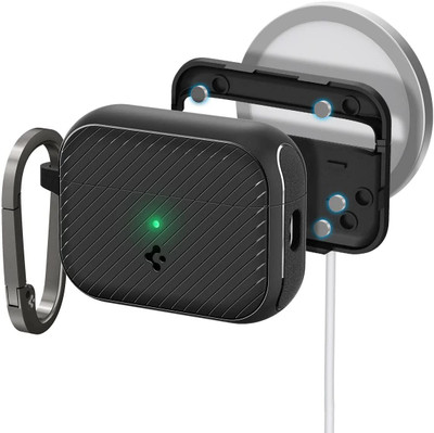Spigen Silicone Latch Earbuds Case For Apple Airpods PRO 2nd Generation(For AirPods Pro 2, (2023/2022) Matt Black)