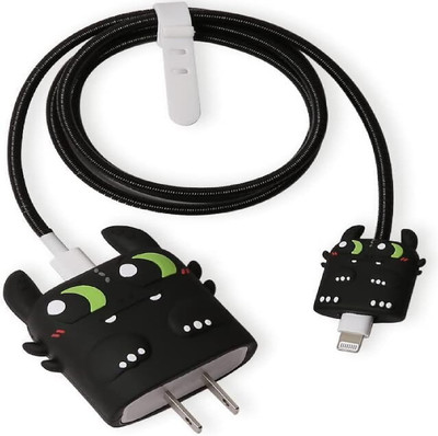 TRENDINGVIEW Silicone Pull String Headphone Case For Apple 20W Adapter, iPhone Charger Cover For 18W/20W, Airpods 1st/2nd Generation(BLACK,GREEN)