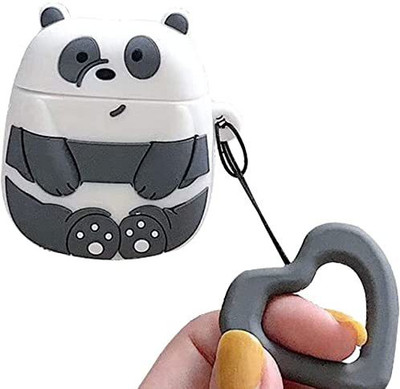 KHR Silicone Press and Release Headphone Case For Apple Airpods Pro 1st Generation(Apple AirPods Pro 2019 Black/White Panda)