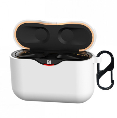 KANSOL Silicone Velcro Earbuds Case For Sony WF-1000XM3(White)