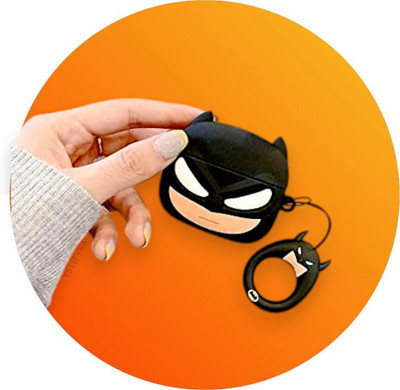 YSTIFYRA Silicone Press Stud Earbuds Case For Apple Airpods Pro 2nd Generation/Airpods Pro 1st Generation with Carabiner(Batman) (एयरपॉड्स / ईयरबड्स इसमें शामिल नहीं है ये केवल केस कवर हैI)