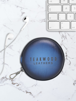 Teakwood Leathers Leather Zipper Headphone Case For Universal(Blue)
