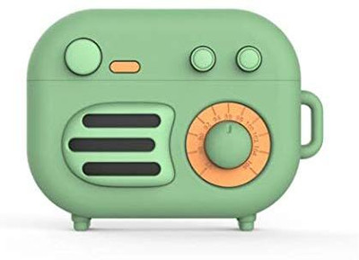 KHR Silicone Press and Release Headphone Case For Apple Airpods Pro 1st Generation(APPLE Airpods Pro Retro Radio Green)