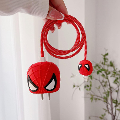 RharanxyN Spider man Charger Cover for iPhone 18/20W Charger,Spiral Cable Protector(Red)