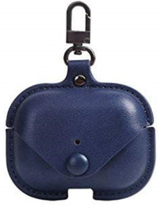 KHR Leather Press and Release Headphone Case For Apple Airpods Pro 1st Generation(Apple Airpods pro 2019 Leather Case Blue)