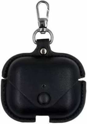 IMAD TRADING Leather Press Stud Headphone Case For Apple Airpods Pro 1st Generation(black)