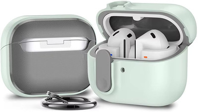 Connexa Silicone Press Stud Earbuds Case For Samsung Galaxy Buds 3, Samsung Galaxy Buds 3 Pro(Mint Green)