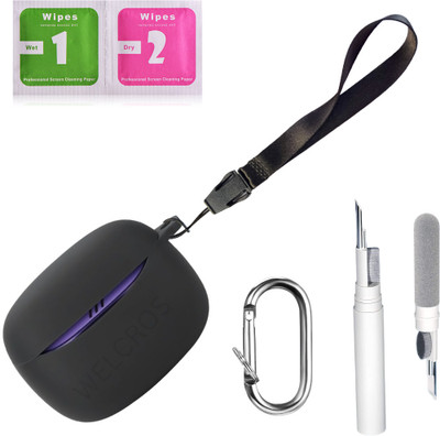 WELCROS Silicone Press and Release Earbuds Case For JBL Tune Beam 2(Combo Black)