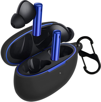 KANSOL Silicone Velcro Earbuds Case For Realme Air 3(Black)