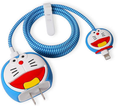Like Star Silicone Press Stud Headphone Case For Compatible with Apple 20W Adapter(iPhone Charger Cover For 18W/20W | Cartoon Character 3D Design Doremon)