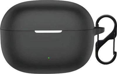 MobieGenie Silicone Velcro Earbuds Case For Realme Buds T200 Lite / Realme Buds T200x(Black)