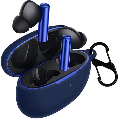 KANSOL Silicone Velcro Earbuds Case For Realme Air 3(Blue)