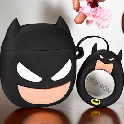 BinkSon Silicone Press Stud Earbuds Case For Apple Airpods Pro 2nd Generation/ Apple Airpods Pro 1st Generation(Black Batman)