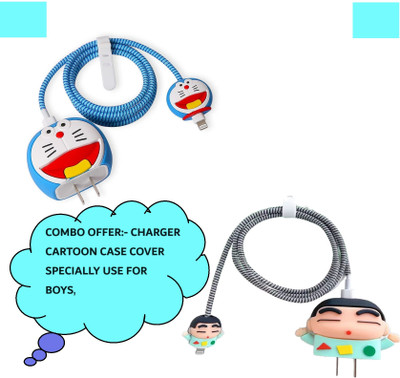 Like Star Silicone Press Stud Headphone Case For Compatible with Apple 20W Adapter(iPhone Charger Cover For 18W/20W | Cartoon Character 3DDesign(Doremon&Shinchain))