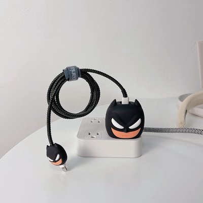 Webilla Silicone Press Stud Headphone Case For Apple Charger Cover(BATMAN Face)