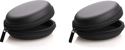 RASU CRAFT Leather Zipper Earbuds Case For Universal(BLACK, Pack Of - 2 Pc's)