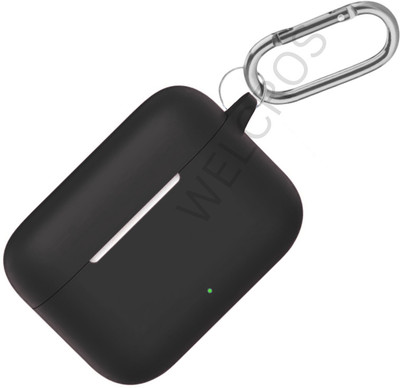 WELCROS Silicone Press and Release Earbuds Case For realme Buds T200(Black)