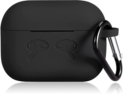 JPRO Silicone Press Stud Headphone Case For Apple Airpods Pro 1st Generation(Black)