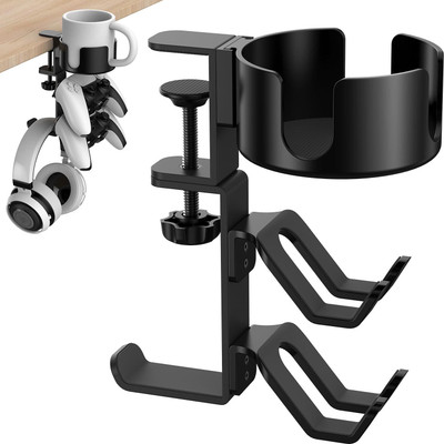 OIVO INDIA 3 in 1 360 Degree Rotation Multipurpose Cup Headset Gaming Under Desk Mount Headphone Stand(Black Pack of 1)