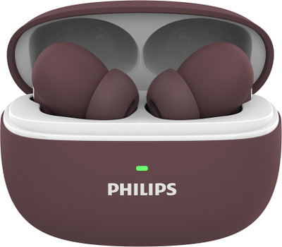 PHILIPS TAT1150RD Earbuds with ANC/ENC, 55H Playtime, 13mm Drivers, IPX5 Proof, BT v5.3 Bluetooth(Red Mahogany, True Wireless)