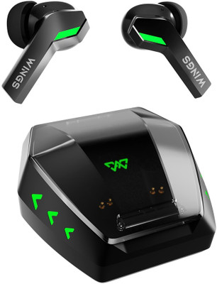 WINGS Phantom 860 Earbuds with Game mode, 50 hrsPlaytime, Quad ENC Mic & App Support Bluetooth Gaming(Black, True Wireless)