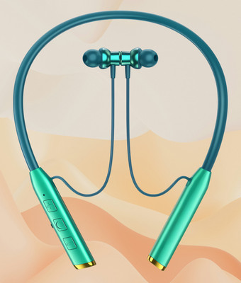 GREE MATT N80 Vibration Alert 48 Hours Playtime Cancellation Waterproof Neckband E38 Bluetooth(Green, In the Ear)