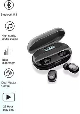 JAIN ELECTRONICS TWS Earphone Earbud Headphone Wireless Cordless Bluetooth Headset Rechargeable Bluetooth Headset(Black, True Wireless)