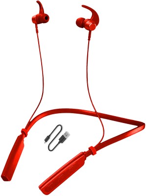 Qeikim Bluetooth Earphones 24H Playtime,Clear Calling ENC Mic, Dual Device Connectivity Bluetooth Headset(Red, In the Ear)