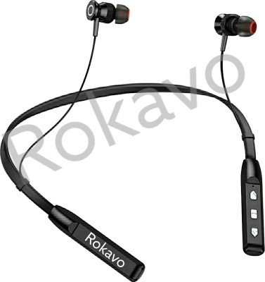 ROKAVO Pro Original quality super bass wireless neckaband wireless headphone earphone Bluetooth Headset(Black, Blue, Multicolor, In the Ear)