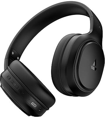 boAt Rockerz 430, 40ms Latency, 40H Battery, Stream Ad Free Music via App, Bluetooth(Iris Black, On the Ear)