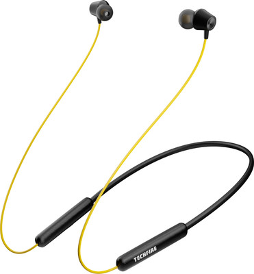 TECHFIRE Buds WirelesNeo with Type-C Fast Charge & Bass Boost+ earbuds Bluetooth(Black/Yellow, In the Ear)