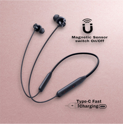 AIZINA Pro Neckband With Upto 48 Hours Playback & Fast Charging Earphone_DZ Bluetooth & Wired(Black, In the Ear)