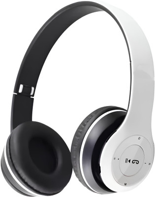 F FERONS Wireless Lightweight Foldable Adjustable Supported - Sd Card,Aux Cable, Sports Bluetooth(Porcelain White, On the Ear)