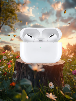BeatFlow Airmods Pro Pro 2 (2nd generation) QX25 MagSafe Case-(USB-C) Bluetooth(White, In the Ear)