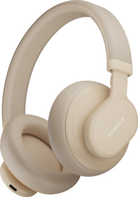 Hammer Bash Max wireless over the ear|Deep Bass|18hr Playtime|Touch Control|V5.3 Bluetooth(Apricot, On the Ear)