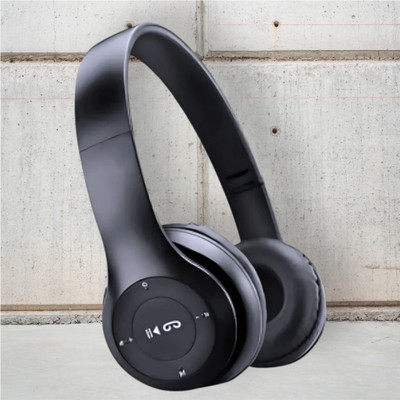 TWS Wireless Over-Ear Headphones for Gaming with Booming Bass Audio_J7 Bluetooth & Wired(Black, On the Ear)