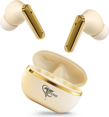 TECHIO AeroPods Earbuds, 40Hr Backup, 13mm Bass Drivers, ENC Bluetooth(White, True Wireless)