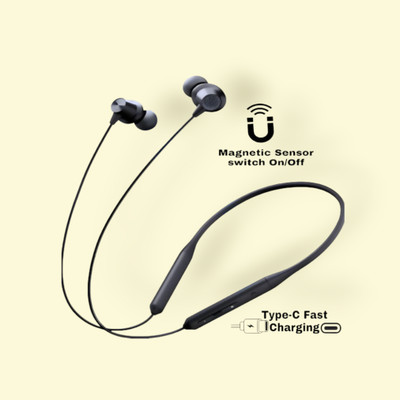 house of common 48 Hours Playtime Bluetooth Wireless Neckband Headphones Earphone_N6 Bluetooth & Wired(Black, In the Ear)