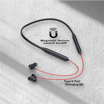 TWS Gaming Neckband With 58 Hrs Playtime, ENC, Fast Pairing Earphone_4T Bluetooth & Wired(Red, In the Ear)